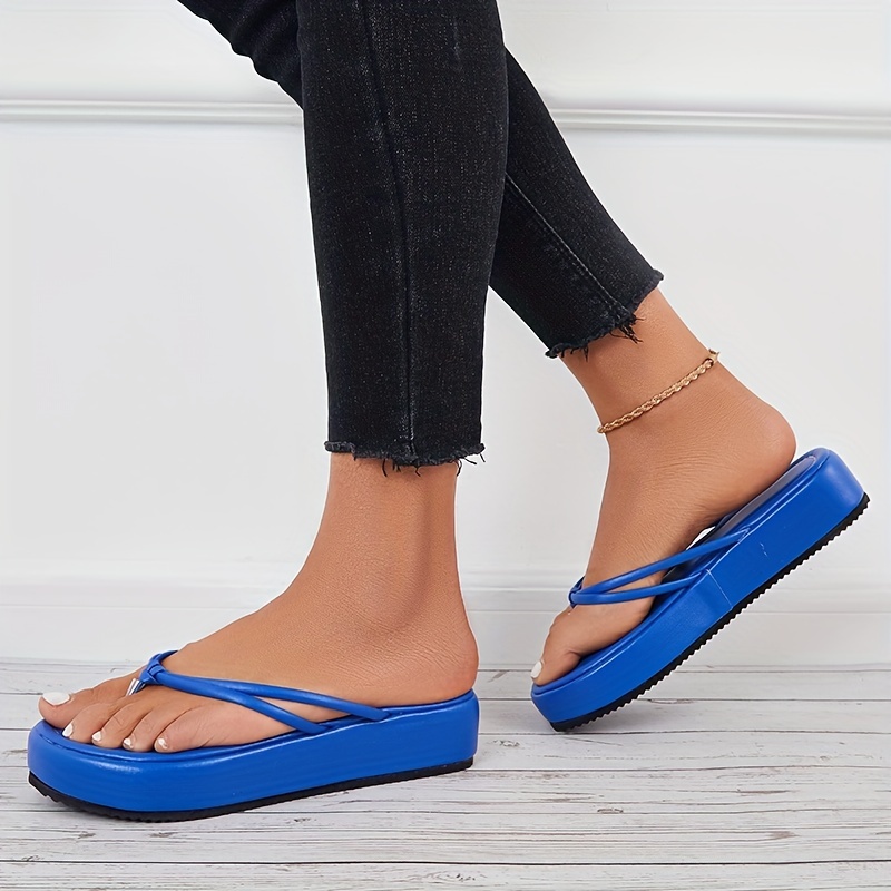 Blue platform flip online flops