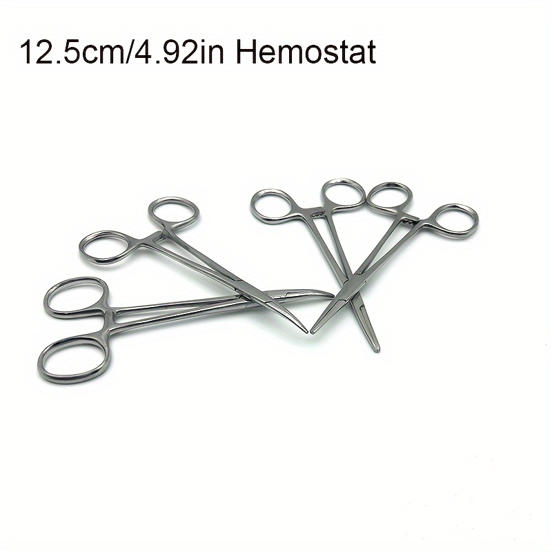 1pc High Quality 12.5cm Straight Head/Elbow Precision Hemostat Forceps  Locking Tweezers Clamp Pliers, Stainless Steel Surgical Dental Tool