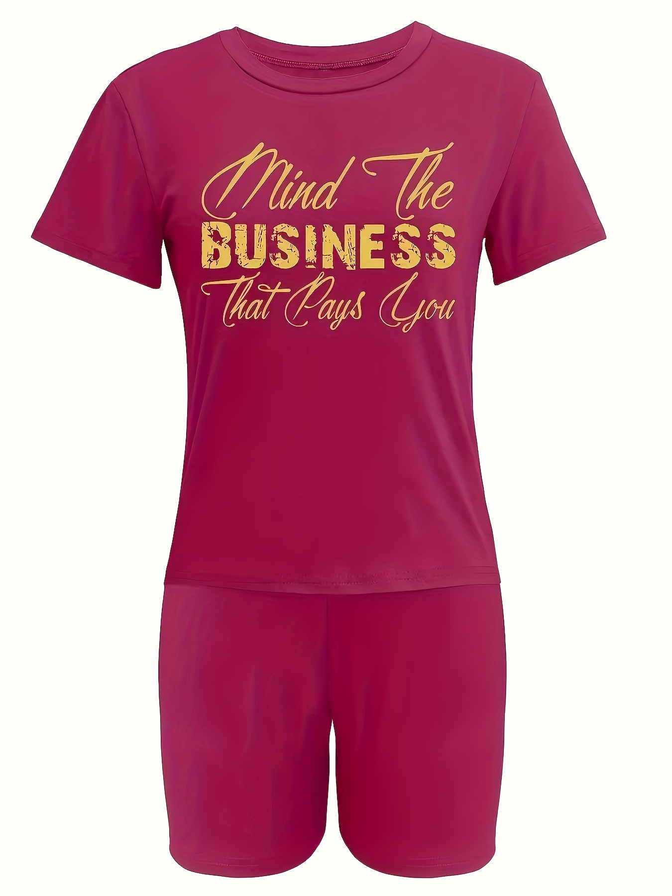 Lounge Set Women's Plus Letter Print Short Sleeve Top & Shorts