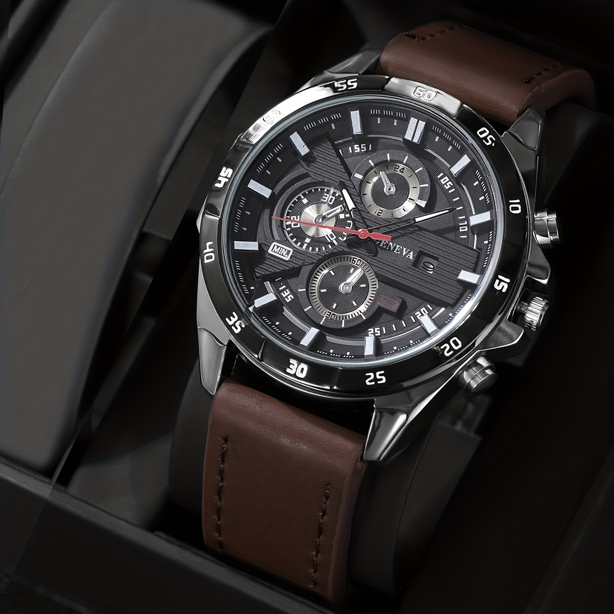 

Elegant Men's Casual Business Watch With Pu Leather Strap