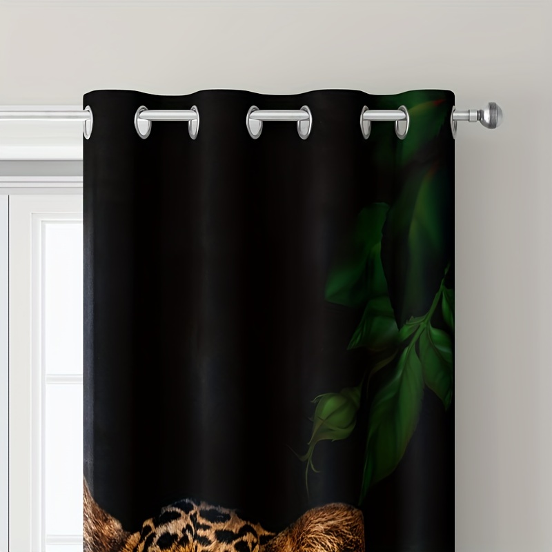 2 Panels Night Cheetah Printed Curtains Simple Modern - Temu