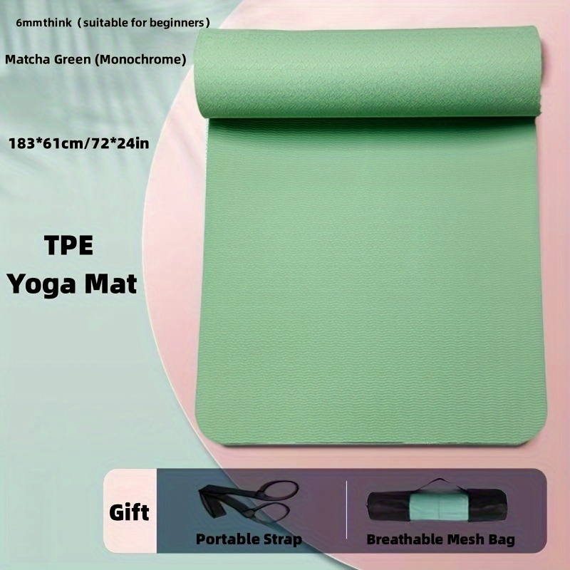 Esterilla Yoga Deportiva Tpe Suave 6mm Línea Guía Asana - Temu
