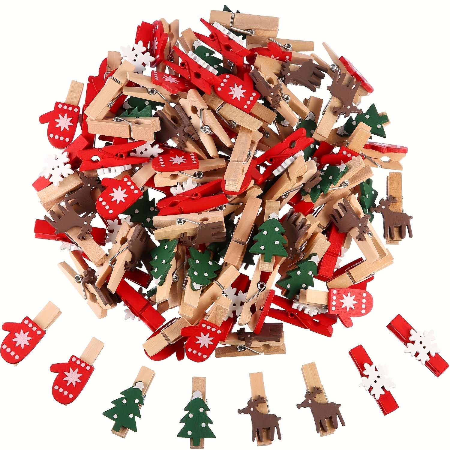 Cabilock 1 Set Christmas Wooden Clip Mini Christmas Clothespins Crafts  Scrapbooking Wood Clip Red Ornament Wooden Paper Clips Snowman Clothespin  Mini