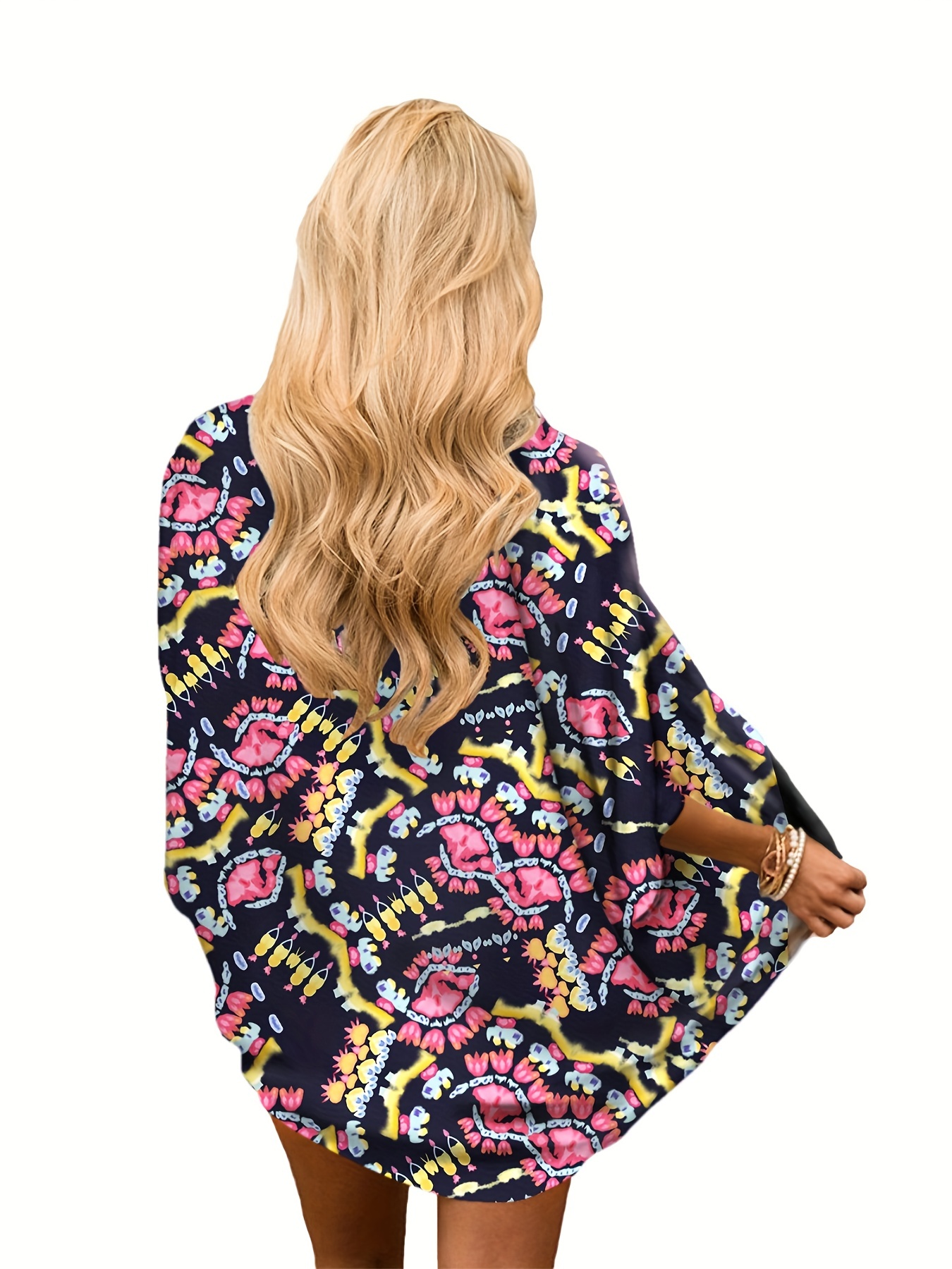 Chiffon Knot Side Print Cover Semitransparent Sexy Loose - Temu