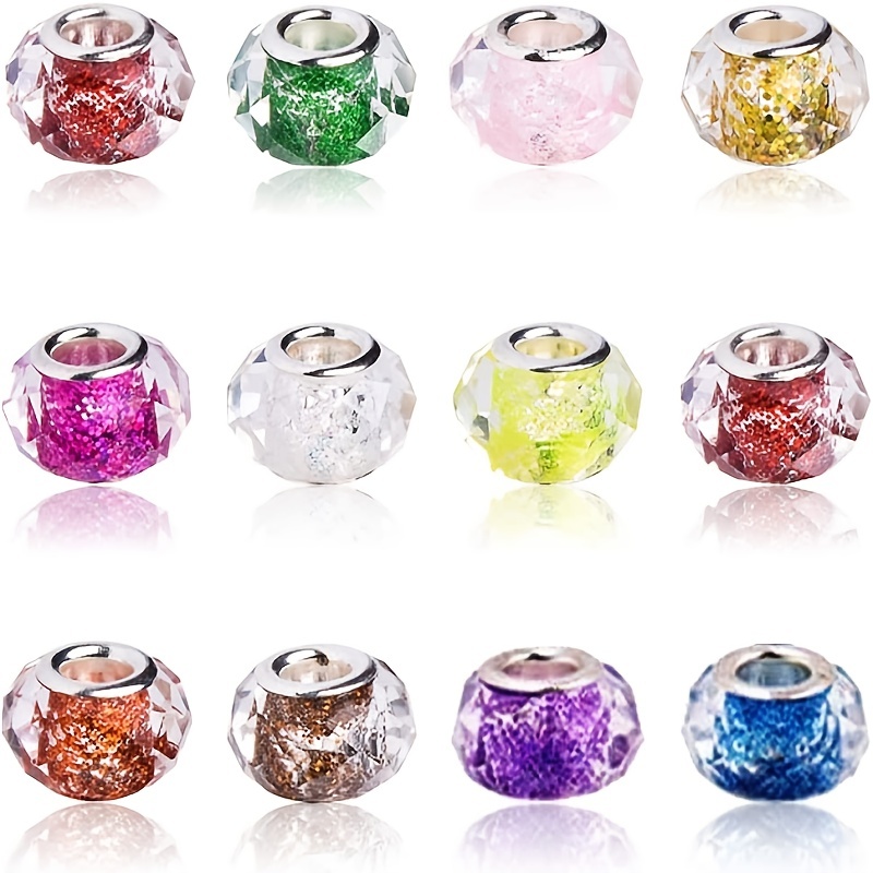 Various European style Beads Large hole Crystal Glass Spacer - Temu