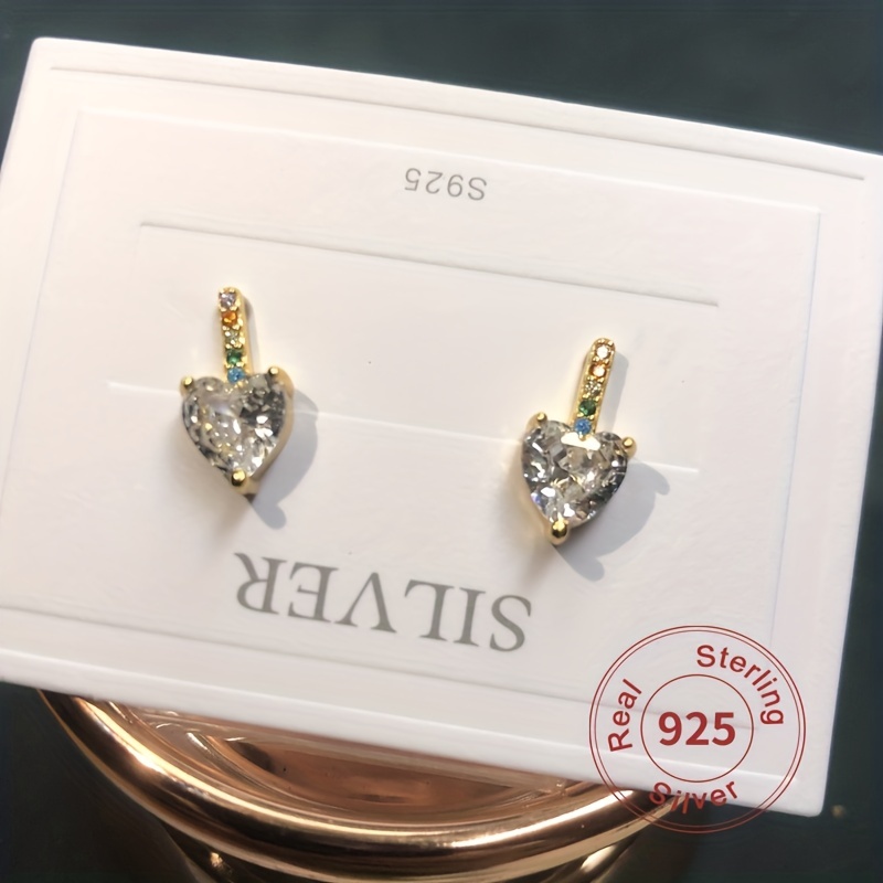 925 Silver Needle Clover Vintage Rhinestone Premium Stud Earrings