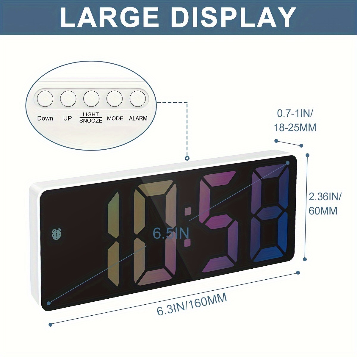 1pc Orologio Da Tavolo Digitale A LED, 3 Livelli Di Luminosità Regolabili  Con Display Della Temperatura, Orologio Da Camera Da Letto, Orologio Da