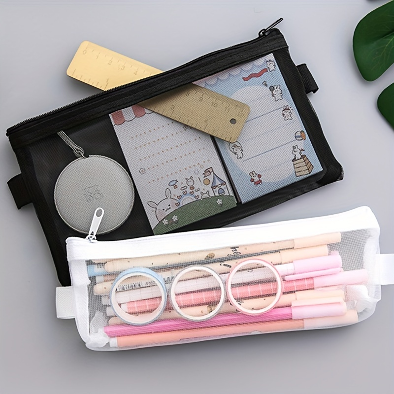 Caja de lápices, estuche transparente de gran capacidad, 1 estuche rígido  para lápices, caja de lápices transparente con tapa hermética, diseño