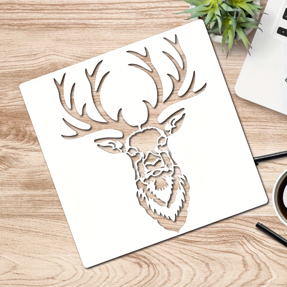 Deer Drawing Painting Stencils Templates Plastic Elk Stencils Decoration  Square Moose Stencil for Painting on Wood Floor Wall Fabric 