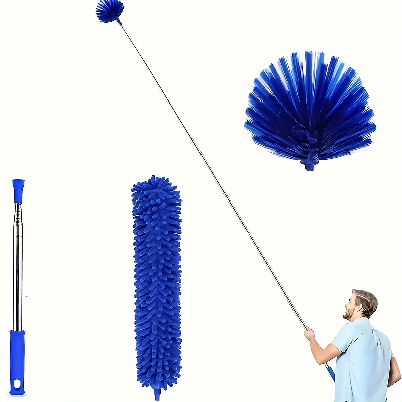 4Pcs Retractable Gap Dust Cleaner Flexible Up to 55in Gap Dust Brush Under  Appliance Cleaning Tool Feather Duster with Extension Pole Removable