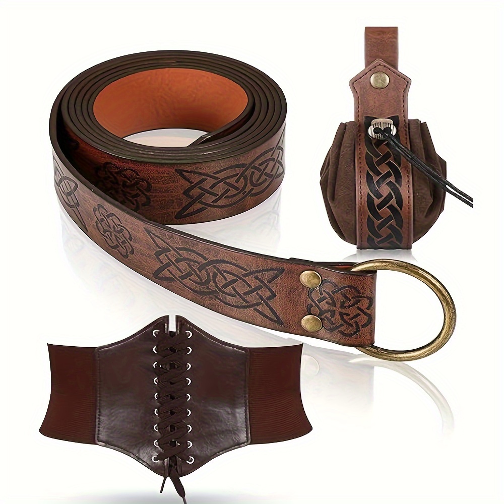 2pcs Medieval Viking Belt Faux Leather Belt Pouch Renaissance Cosplay Set  Leather Belt Medieval Bag Accessories, Shop On Temu And start Saving