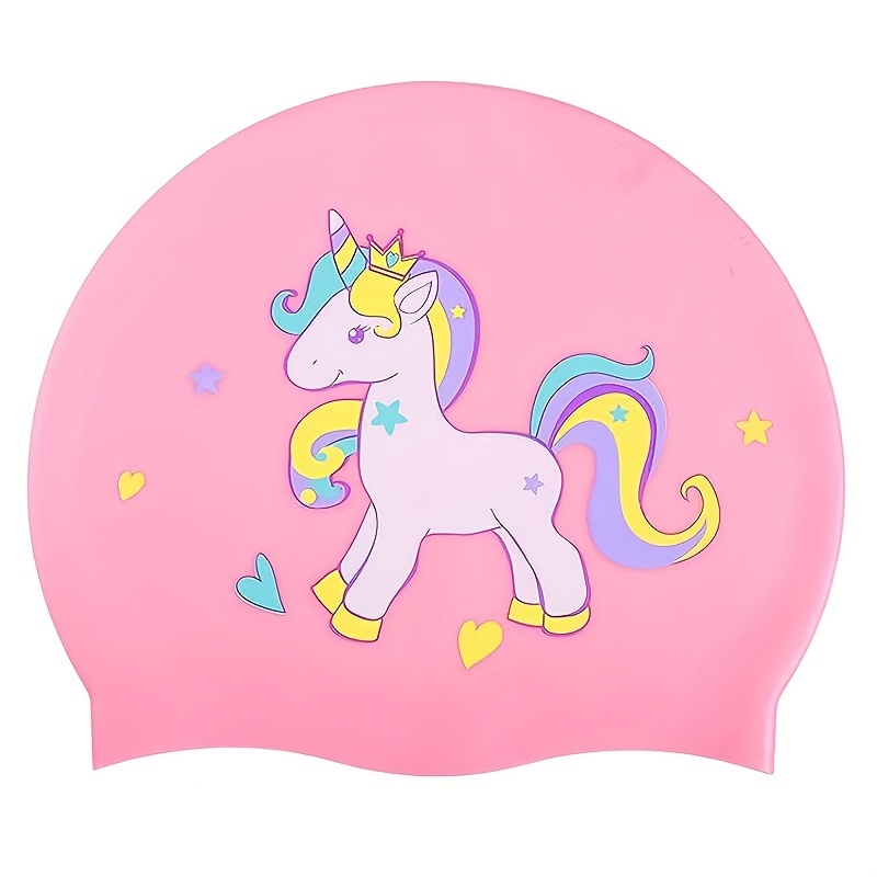 TEMU Silicone Cartoon Animal Swim Caps, Cute Swim Hats For Long Hair, Girls And Boys, Swimming Cap, Gift