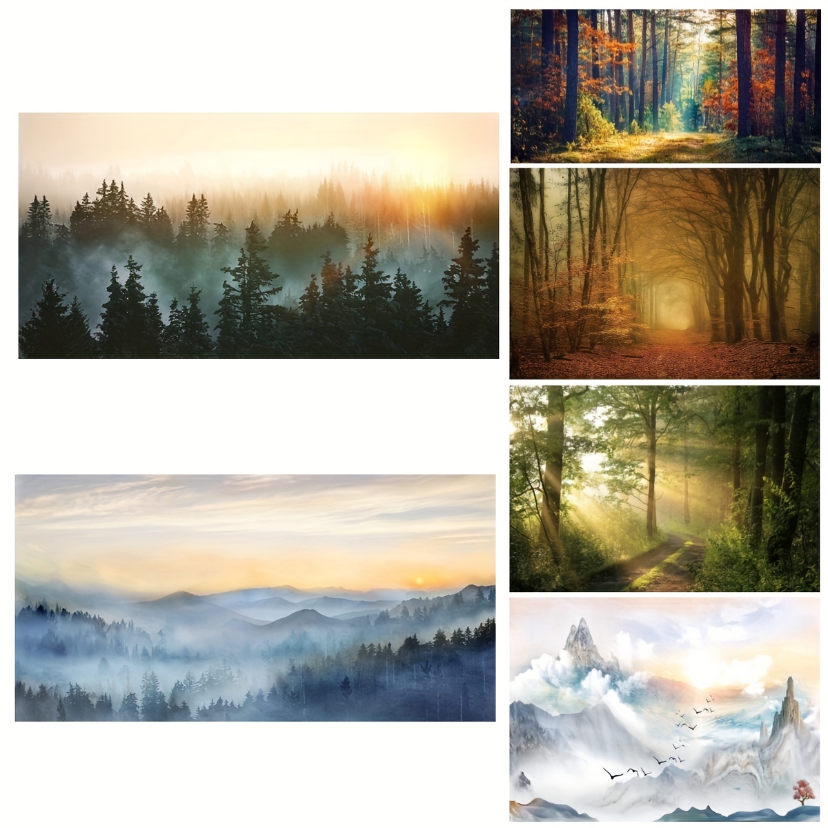 Forest Landscape With Sunrise Stencils  Reusable Mountain - Temu