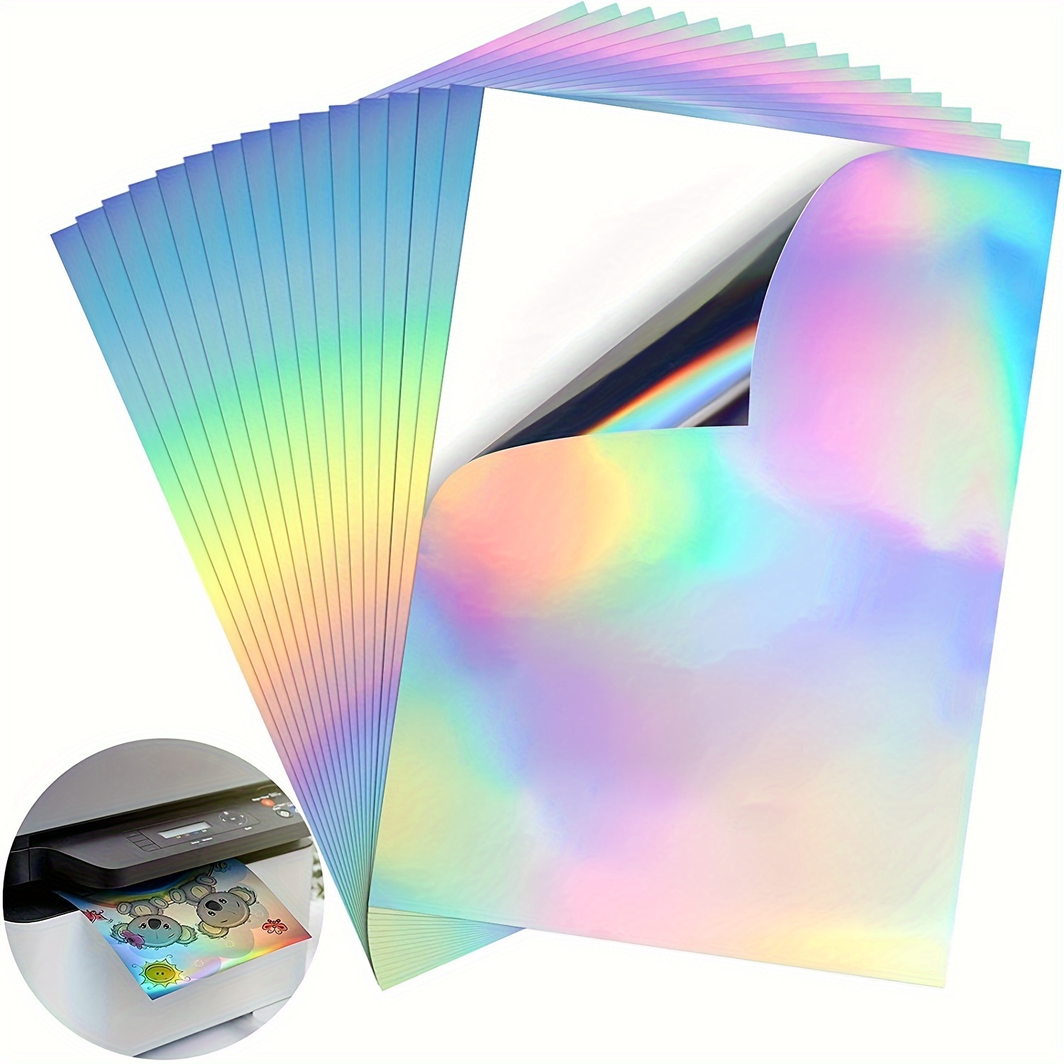  Papel adhesivo de vinilo imprimible para impresora láser, color  blanco brillante, 15 hojas autoadhesivas, papel adhesivo impermeable,  tamaño carta estándar de 8.5 x 11 pulgadas : Productos de Oficina