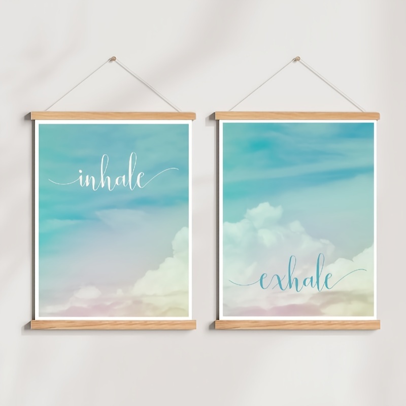 Inhale Exhale Meditation Posters Minimalist Wall Art Black And