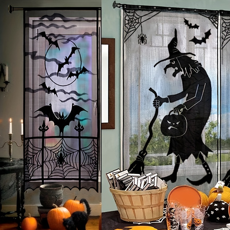 1 Stück Türvorhang, Schwarze Französische Verdunkelung, Thermisch Isoliert,  Sichtschutz Für Fenster/Wohnzimmer/Türen, Halloween-Raumdekoration, Gothic  - Temu Germany