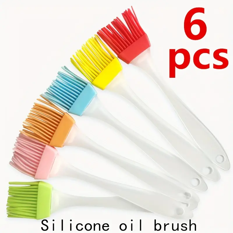 6pcs Silicone Oil Brushes For Household Baking And Barbecue, Bread Pancake  Silicone Brush, Home Kitchen Tool