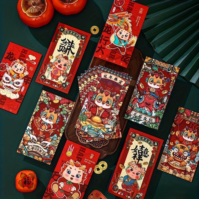 New Year Red Envelope Cute Creative Chinese Dragon Pattern - Temu