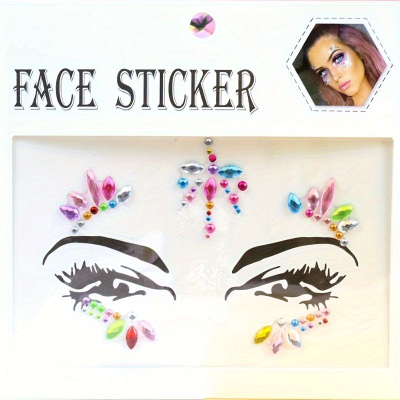 Colourful Kids Makeup Face Stickers Crystal Diamonds Gemstones Girls Women  Holiday Glitter Party Self Adhesive Eye Face Tattoos