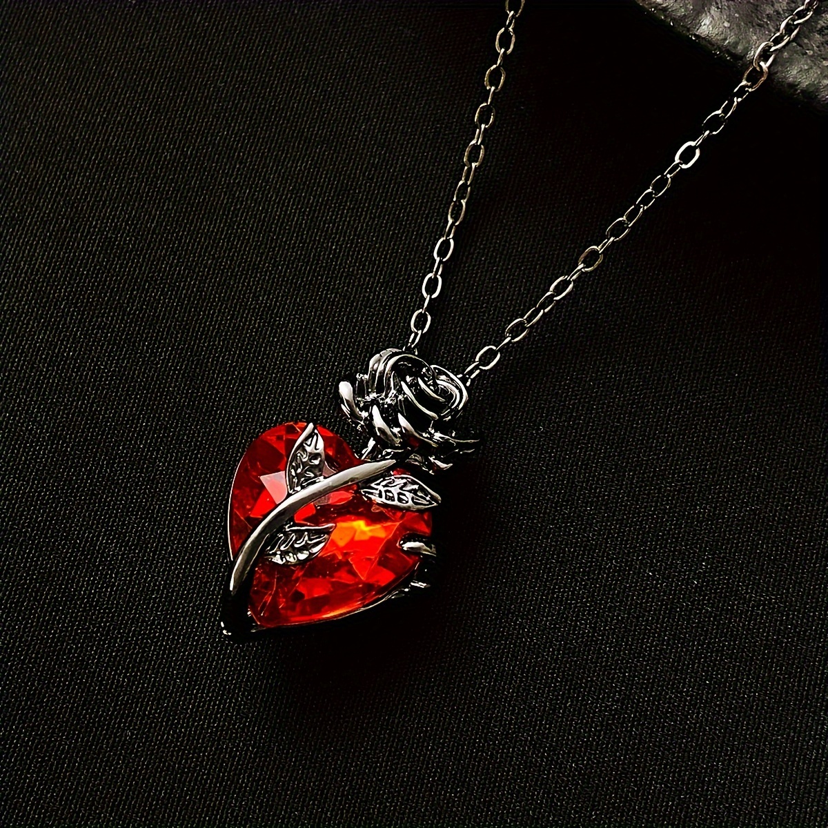 rose flower pendent necklace for men gothic style clavicle chain fathers day gift 0