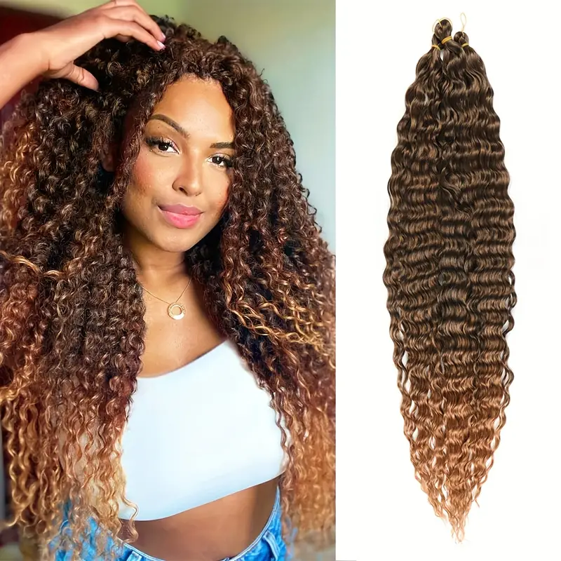 Synthetic Water Wave Bulk Crochet Hair Extensions for Women 120 g/pc 30  inch Deep Wave Twist Long Wavy Hair 5pcs #30 Russet : : Beauty