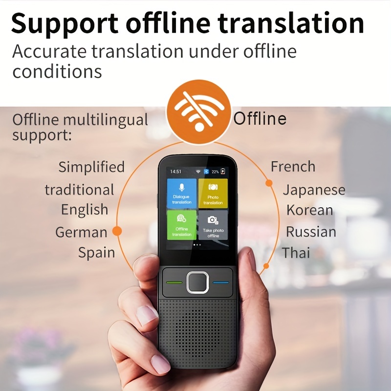 Dispositivo traductor de idiomas, traductor instantáneo portátil  bidireccional, traducción de fotos por voz en línea sin conexión,  compatible con 137