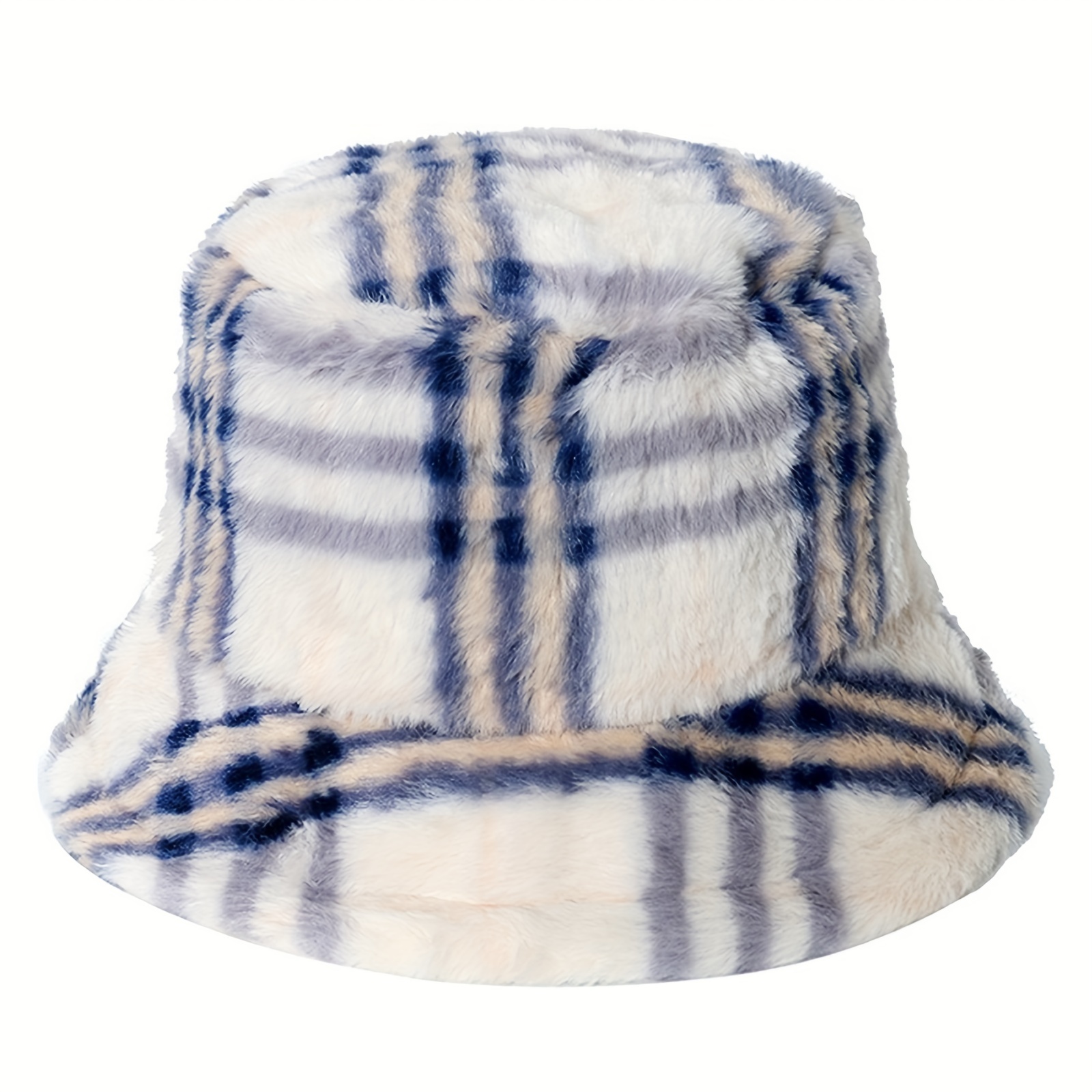 1pc Women Checkered Pattern Casual Bucket Hat For Summer