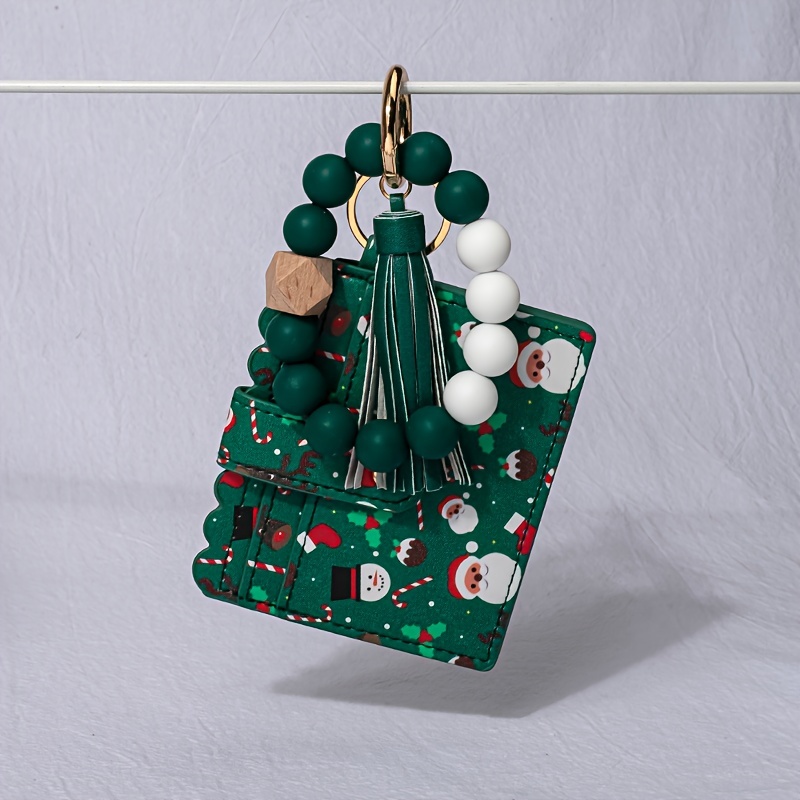 Silicone Beads Bracelet Card Bag Coin Purse, Pu Tassel Wallet Keychain  Pendant, New Christmas Gift - Temu Bulgaria