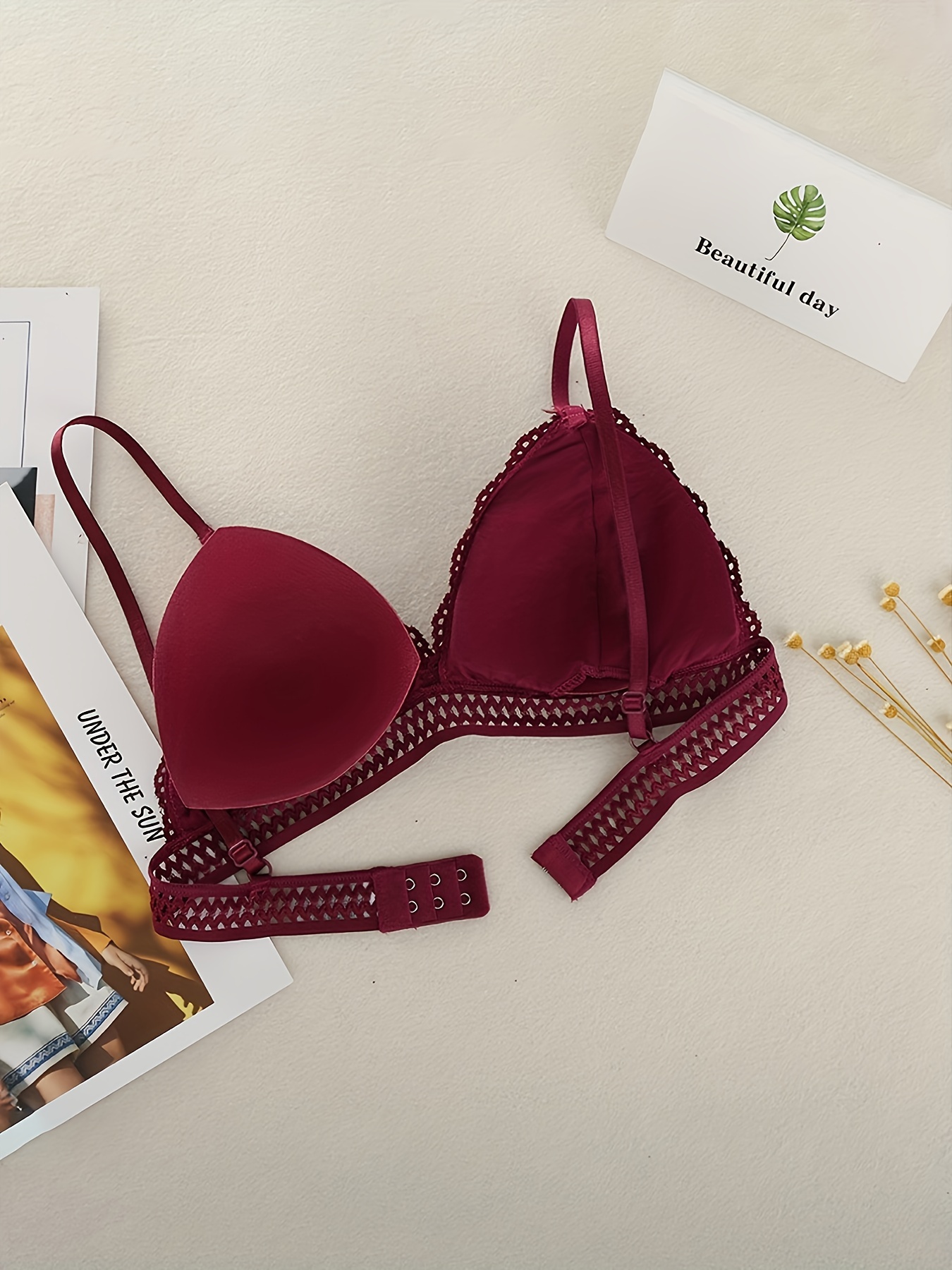 Maroon bra set with lace, Women's Fashion, New Undergarments