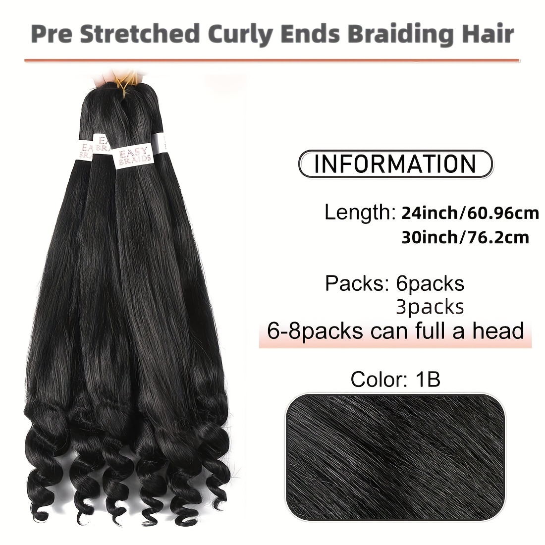 Pre Stretched Curly Ends Braiding Hair Black Braiding Hair - Temu
