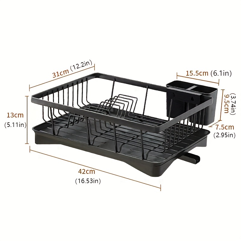 Dish Drying Rack- Space-Saving Dish Rack, Dish Racks for Kitchen Counter,  Durable Stainless Steel Kitchen Drying Rack with a Cutlery Holder, White