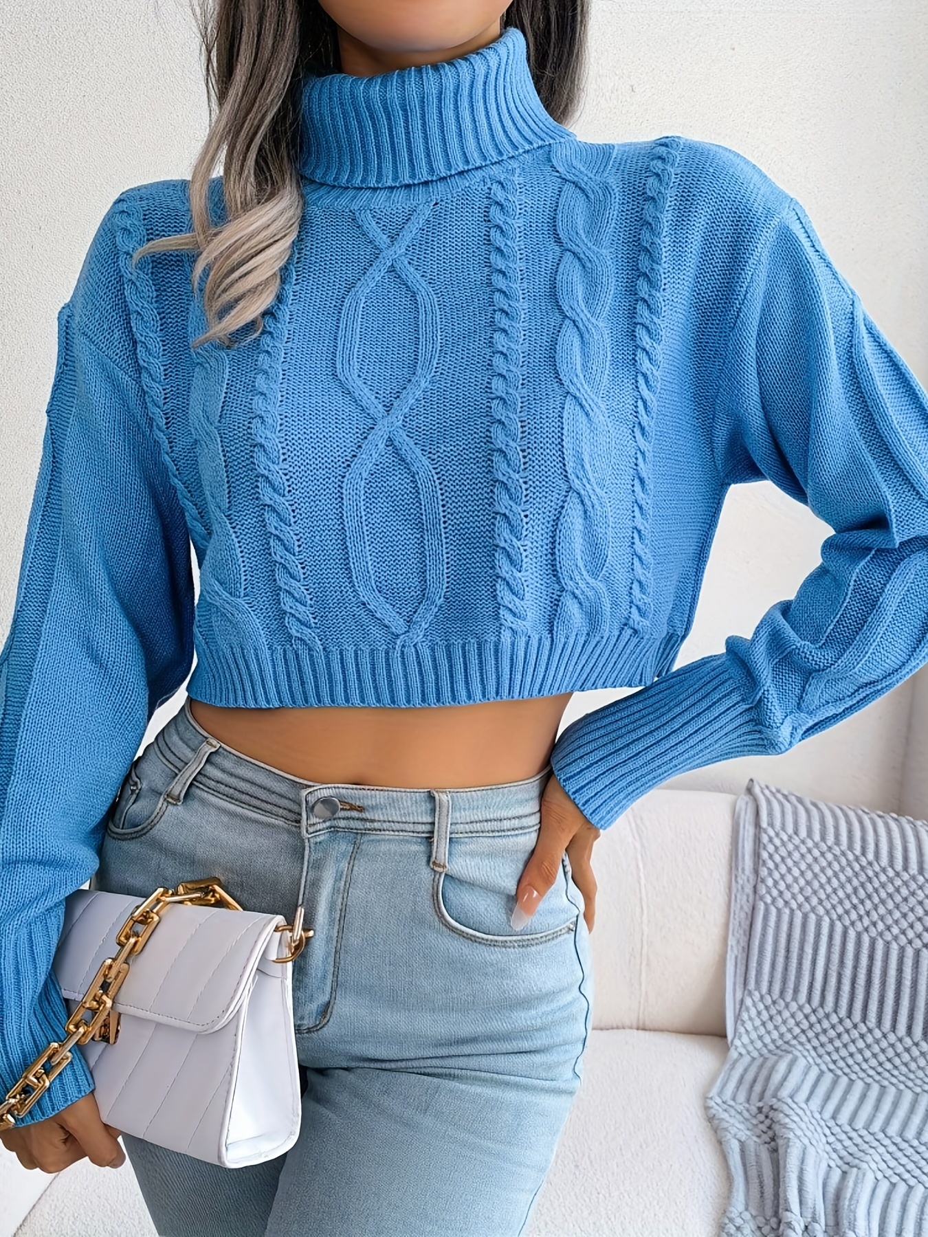 2022 winter casual high neck knit acrylic long sleeve - Temu 2022 winter casual high neck knit acrylic long sleeve - Temu