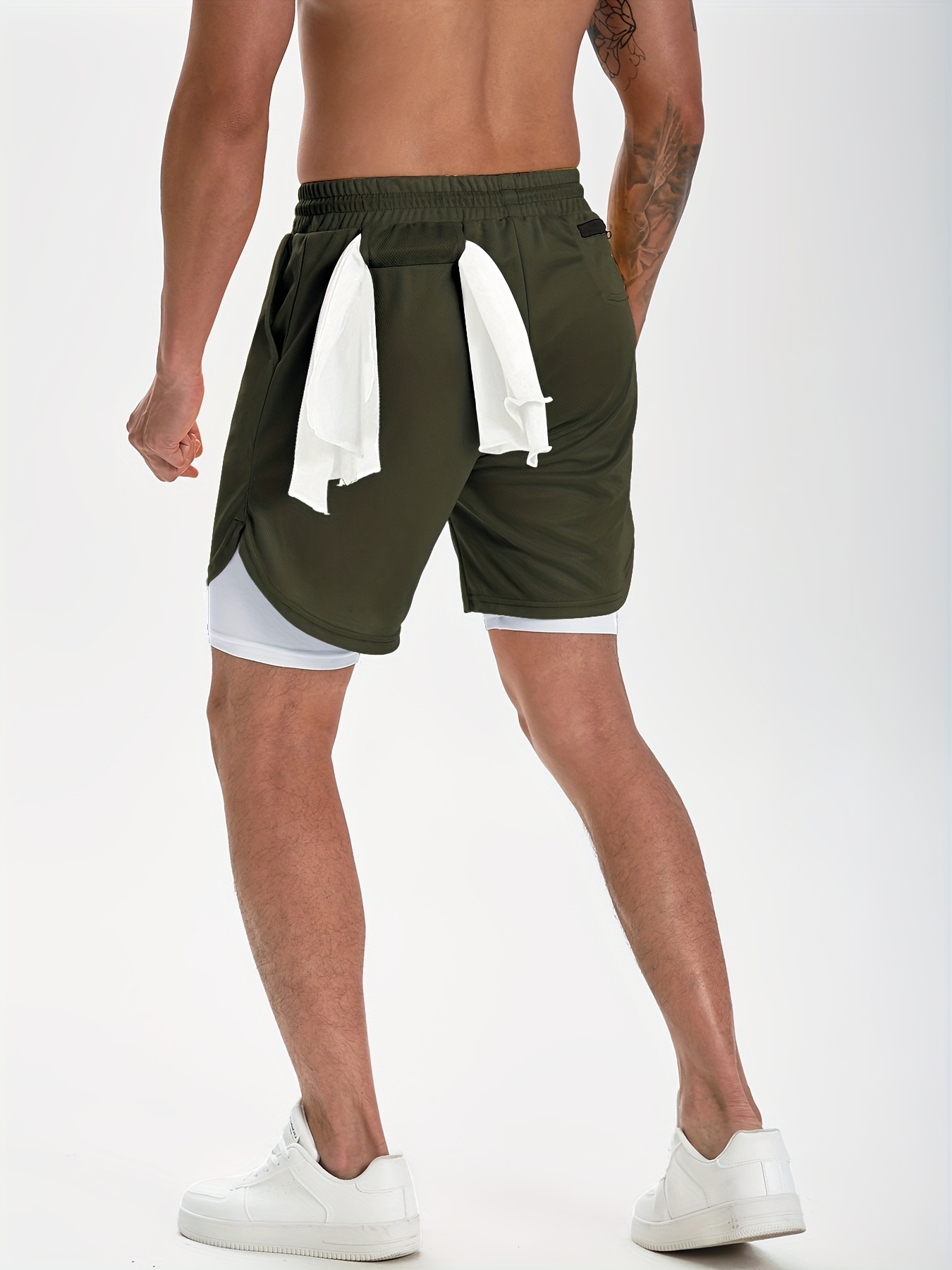 Pantalones Cortos Deportivos 2 Capas Secado Rápido Cordón - Temu