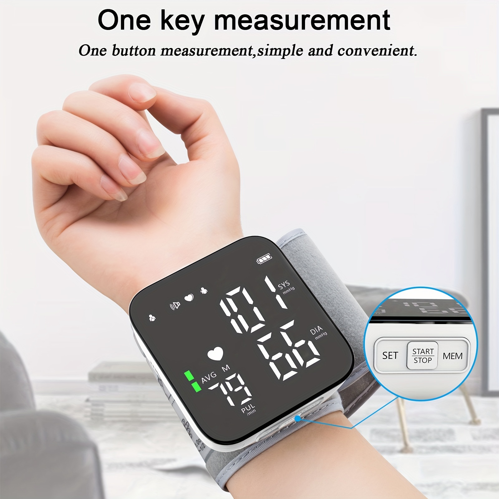 Digital Wrist Blood Pressure Monitor BP Cuff LCD Heart Rate