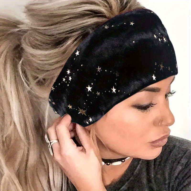 Velvet Soft Elastic Hairband Star Print Headbands Women - Temu