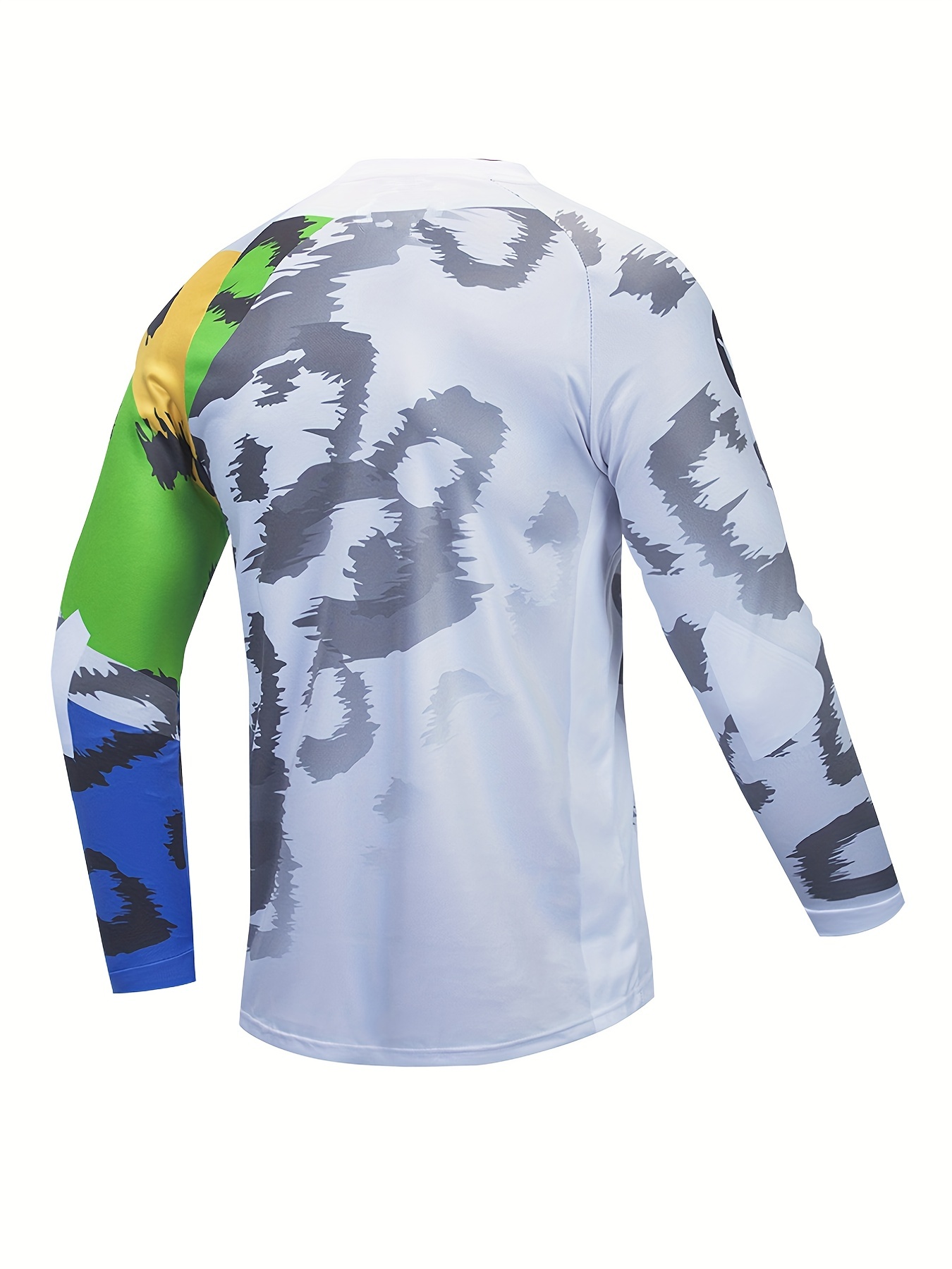 mens upf 50 sun protection rash guard quick dry geometric pattern long sleeve top for fishing hiking outdoor creamy white 1