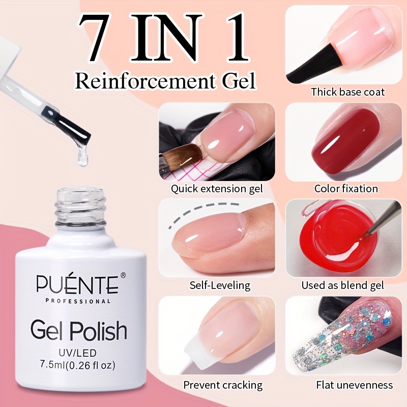 

Puente 7.5ml Multi-functional Nail Gel - Quick Extension, , Color Fixation & Strengthening Base Coat For Uv/led Manicure