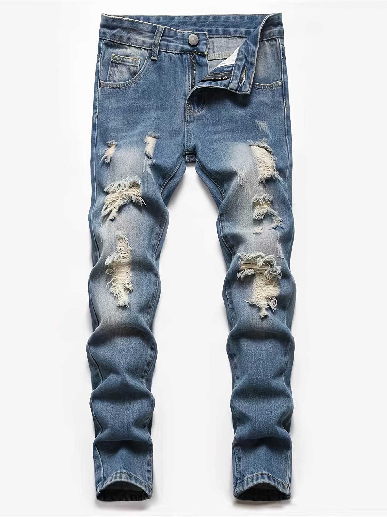 Opdagelse grim kamp Boys Ripped Denim Jeans Zipper With Pockets Casual Kids Clothes - Temu
