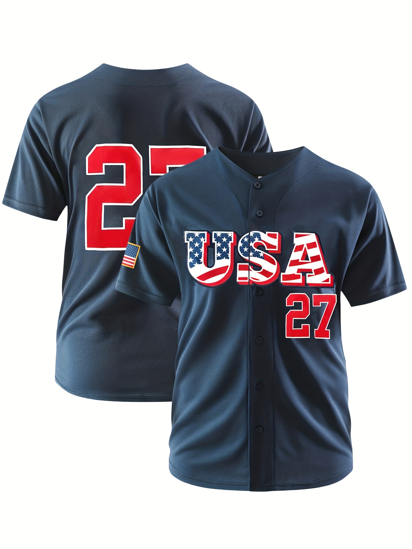 Camiseta Béisbol Hombre Ee. Uu. N.º 27 Camiseta Béisbol - Temu Chile