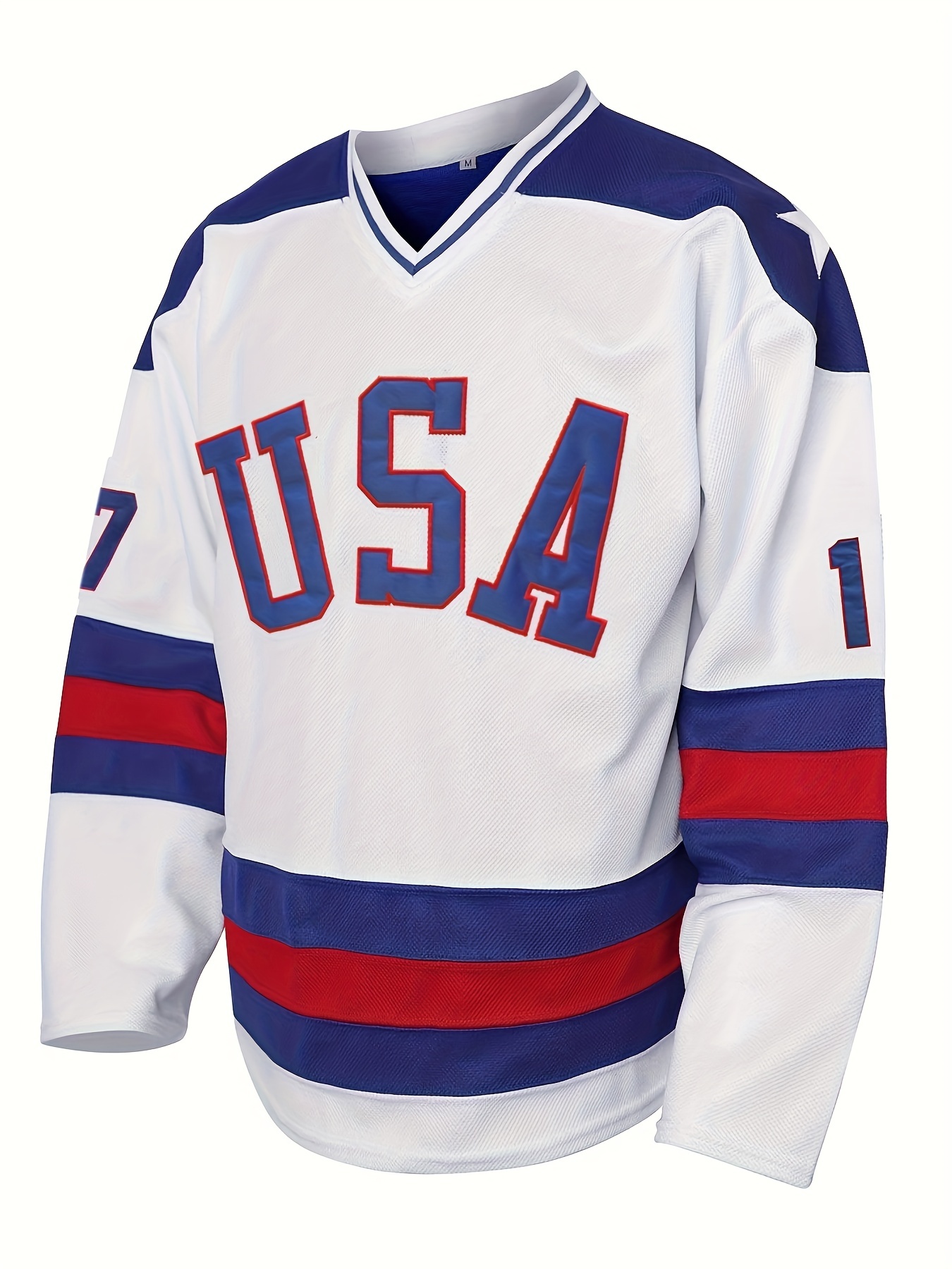 Men's Ice Hockey Jersey White #17 Classic Vintage Embroidery Ice Hockey Jersey Breathable Sweat-wicking Training Sweatshirt,Temu