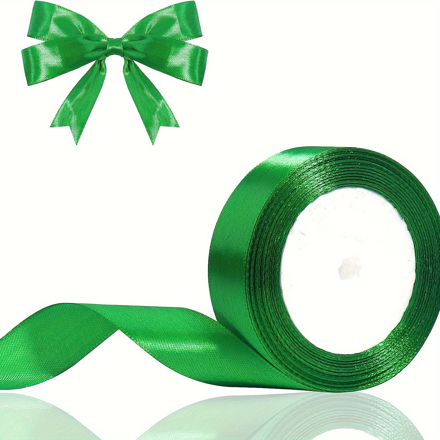 100 Yards 1 inch Wide Solid Satin Ribbon Roll, Gift Wrapping Hair Bows Party Wedding Supply (Green)