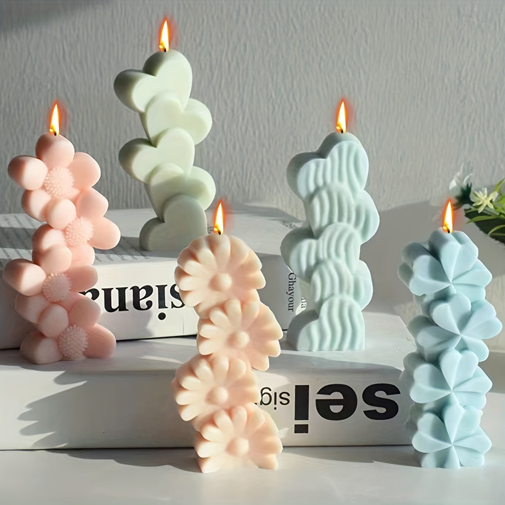 Molde de silicona para velas de trébol jabón molde para corazón molde para  girasol decoración del hogar