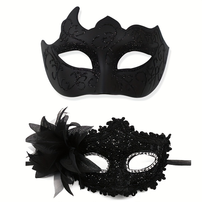 2pcs Couple Makeup Dance Party Mask Lace Eye Mask Venice Carnival Halloween Mask Party Dance Mask Costume Carnival 2-Piece Set,Temu