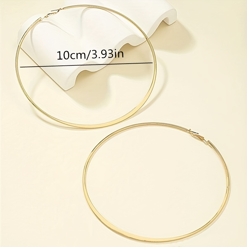 Women's Exaggerated Golden Silvery Hoop Earrings, Minimalist Style