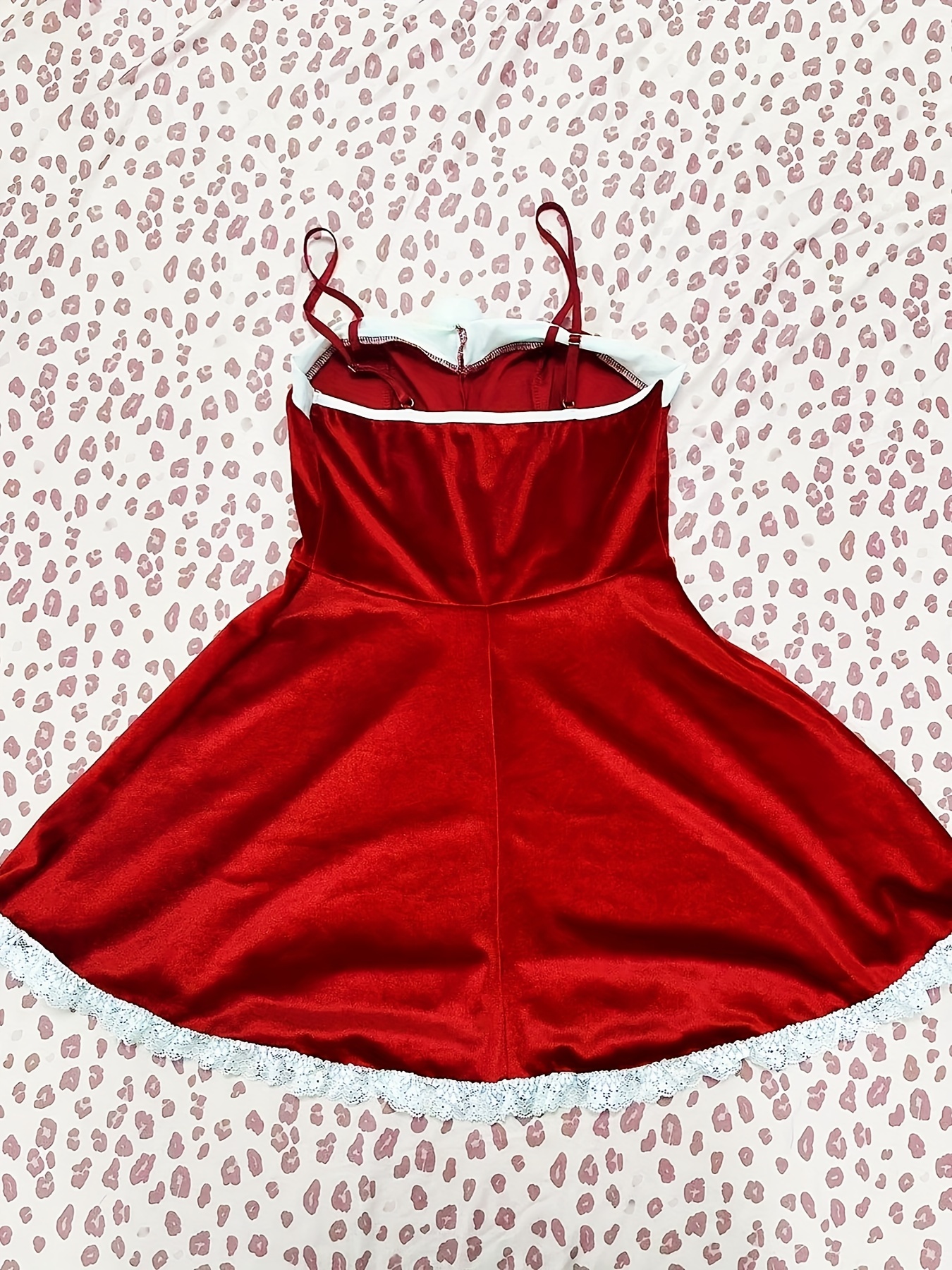 Hot Lace Trim Velvet Slip Dress V Neck Pompom Decor Backless - Temu