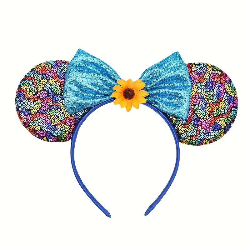Mickey Mouse Ears,Minnie Ear Headband Sequin Hair Band for Women Girls  Party Supplies Glitter Hair Band : : Beauty