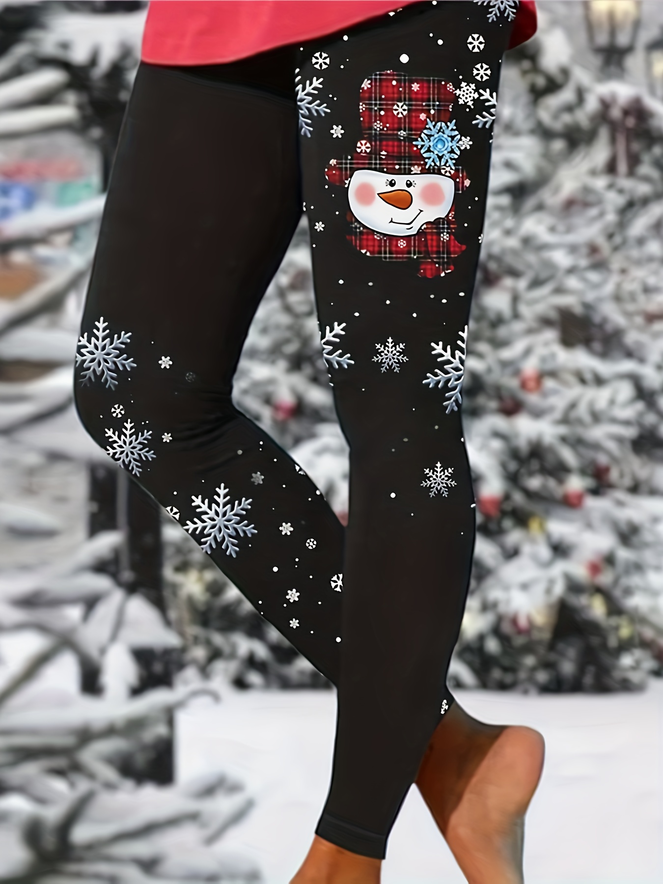 Clearance Women's Christmas Leggings High Waisted Workout Pants Tummy  Control Santa Claus Snowflake Print Gym Legging Tights 