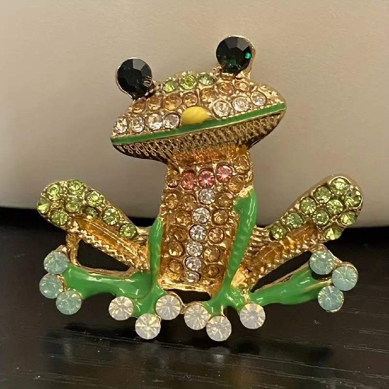 Colorful Enamel Rhinestone Frog Brooch Pin For Women And - Temu