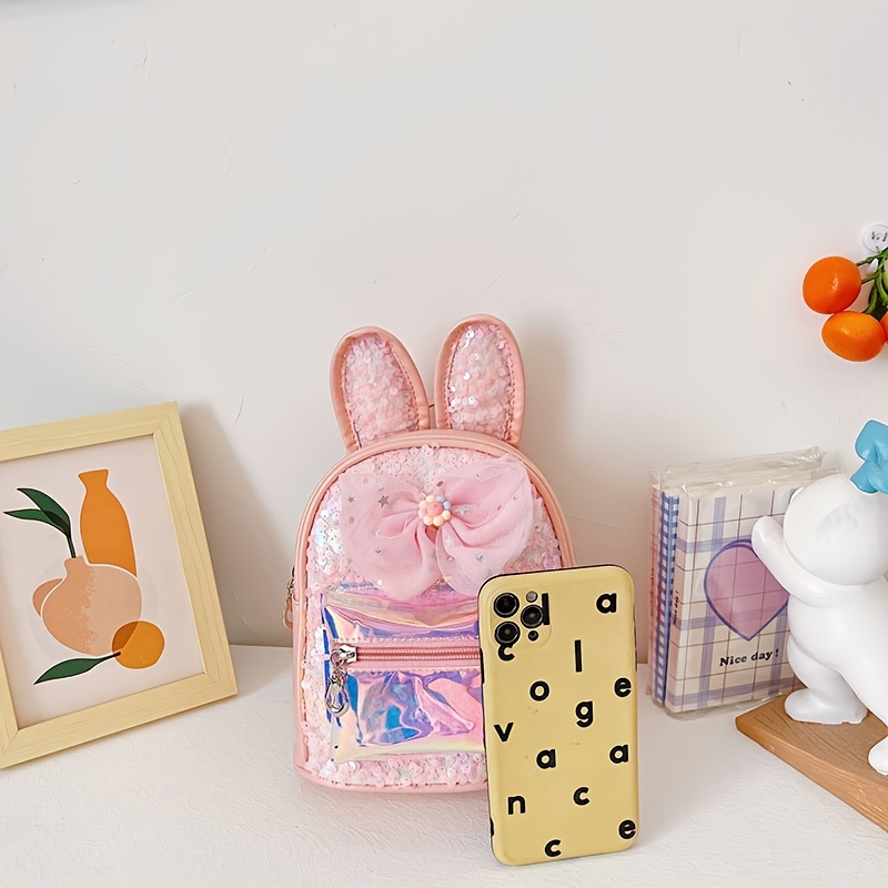Kids Sequins Long Ears Bow Backpack