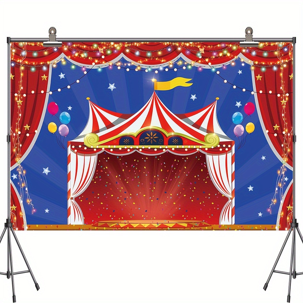 Decoraciones de fiesta de color rojo, azul y amarillo, cortina colgante con  flecos, guirnalda de telón de fondo para carnaval, circo, payaso, fiesta